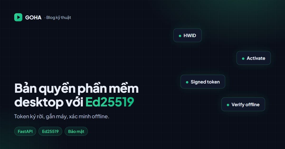 Licensing cho app desktop bằng Ed25519: token ký, kiểm tra offline